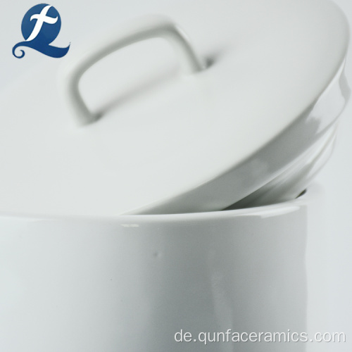 Großhandel benutzerdefinierte weiße Keramik Keksdose mit Deckel